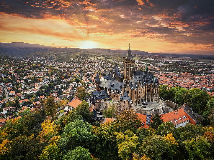 Wernigerode: Burg im Sonnenuntergang